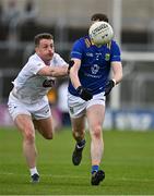 14 April 2024; Tom Moran of Wicklow in action against Niall Kelly of Kildare during the Leinster GAA Football Senior Championship quarter-final match between Kildare and Wicklow at Laois Hire O’Moore Park in Portlaoise, Laois. Photo by Sam Barnes/Sportsfile