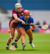 14 April 2024; Karin Blair of Tipperary is tackled by Ailish O’Reilly of Galway during the Very Camogie League Division 1A Final between Tipperary and Galway at Croke Park in Dublin. Photo by Brendan Moran/Sportsfile