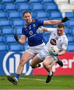 14 April 2024; Paddy Woodgate of Kildare is fouled by Dean Healy of Wicklow during the Leinster GAA Football Senior Championship quarter-final match between Kildare and Wicklow at Laois Hire O’Moore Park in Portlaoise, Laois. Photo by Sam Barnes/Sportsfile