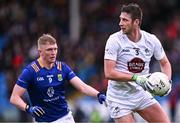 14 April 2024; Shea Ryan of Kildare in action against Craig Maguire of Wicklow during the Leinster GAA Football Senior Championship quarter-final match between Kildare and Wicklow at Laois Hire O’Moore Park in Portlaoise, Laois. Photo by Piaras Ó Mídheach/Sportsfile