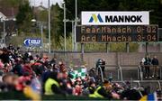14 April 2024; A view of the half-time score in the Ulster GAA Football Senior Championship quarter-final match between Fermanagh and Armagh at Brewster Park in Enniskillen, Fermanagh. Photo by Ramsey Cardy/Sportsfile