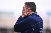 14 April 2024; Wicklow manager Oisín McConville reacts during the Leinster GAA Football Senior Championship quarter-final match between Kildare and Wicklow at Laois Hire O’Moore Park in Portlaoise, Laois. Photo by Piaras Ó Mídheach/Sportsfile
