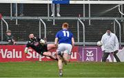 14 April 2024; Kildare goalkeeper Mark Donnellan fails to save the penalty of Oisin McGraynor of Wicklow, not pictured, during the Leinster GAA Football Senior Championship quarter-final match between Kildare and Wicklow at Laois Hire O’Moore Park in Portlaoise, Laois. Photo by Sam Barnes/Sportsfile