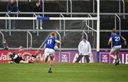 14 April 2024; Kildare goalkeeper Mark Donnellan fails to save the penalty of Oisin McGraynor of Wicklow, 21, during the Leinster GAA Football Senior Championship quarter-final match between Kildare and Wicklow at Laois Hire O’Moore Park in Portlaoise, Laois. Photo by Sam Barnes/Sportsfile