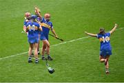 14 April 2024; Tipperary players celebrate after the Very Camogie League Division 1A Final between Tipperary and Galway at Croke Park in Dublin. Photo by David Fitzgerald/Sportsfile