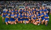 14 April 2024; The Tipperary team celebrate with the cup after the Very Camogie League Division 1A Final between Tipperary and Galway at Croke Park in Dublin. Photo by Brendan Moran/Sportsfile