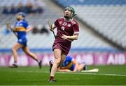 14 April 2024; Niamh Mallon of Galway reacts to a missed opportunity during the Very Camogie League Division 1A Final between Tipperary and Galway at Croke Park in Dublin. Photo by David Fitzgerald/Sportsfile
