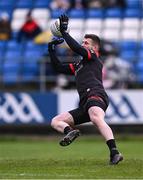 14 April 2024; Louth goalkeeper Niall McDonnell makes a save, in the 22nd minute, during the Leinster GAA Football Senior Championship quarter-final match between Louth and Wexford at Laois Hire O’Moore Park in Portlaoise, Laois. Photo by Piaras Ó Mídheach/Sportsfile