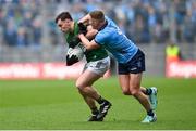 14 April 2024; Darragh Campion of Meath in action against Ciarán Kilkenny of Dublin during the Leinster GAA Football Senior Championship quarter-final match between Dublin and Meath at Croke Park in Dublin. Photo by David Fitzgerald/Sportsfile