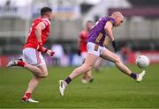 14 April 2024; Kevin O'Grady of Wexford gets away from Conall McKeever of Louth during the Leinster GAA Football Senior Championship quarter-final match between Louth and Wexford at Laois Hire O’Moore Park in Portlaoise, Laois. Photo by Piaras Ó Mídheach/Sportsfile