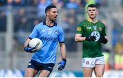 14 April 2024; James McCarthy of Dublin in action against Eoghan Frayne of Meath during the Leinster GAA Football Senior Championship quarter-final match between Dublin and Meath at Croke Park in Dublin. Photo by David Fitzgerald/Sportsfile