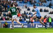 14 April 2024; James McCarthy of Dublin in action against Jack O'Connor of Meath during the Leinster GAA Football Senior Championship quarter-final match between Dublin and Meath at Croke Park in Dublin. Photo by Brendan Moran/Sportsfile