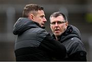 14 April 2024; Fermanagh manager Kieran Donnelly, left, and selector Ger Treacy before the Ulster GAA Football Senior Championship quarter-final match between Fermanagh and Armagh at Brewster Park in Enniskillen, Fermanagh. Photo by Ramsey Cardy/Sportsfile