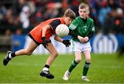 14 April 2024; Action during the half-time Cumann na mBunscol match at the Ulster GAA Football Senior Championship quarter-final match between Fermanagh and Armagh at Brewster Park in Enniskillen, Fermanagh. Photo by Ramsey Cardy/Sportsfile