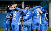 5 April 2024; The Finn Harps team huddle before the SSE Airtricity Men's First Division match between Finn Harps and UCD at Finn Park in Ballybofey, Donegal. Photo by Ramsey Cardy/Sportsfile