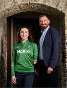 16 April 2024; McKeever Sports Selected as Official Kit Supplier for Team Ireland at the Olympic and Paralympic Games in Paris this summer. In attendance at the launch are Paralympic swimming champion Ellen Keane and Paralympics Ireland chief executive Stephen McNamara. Photo by Brendan Moran/Sportsfile
