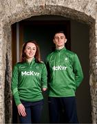 16 April 2024; McKeever Sports Selected as Official Kit Supplier for Team Ireland at the Olympic and Paralympic Games in Paris this summer. In attendance at the launch are Paralympic swimming champion Ellen Keane and Olympian Jack Woolley. Photo by Brendan Moran/Sportsfile