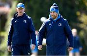 15 April 2024; Contact skills coach Sean O'Brien, right, and head coach Leo Cullen during a Leinster Rugby squad training session at UCD in Dublin. Photo by Seb Daly/Sportsfile