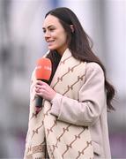 14 April 2024; Aisling O'Reilly of GAAGO broadcasting before the Leinster GAA Football Senior Championship quarter-final match between Kildare and Wicklow at Laois Hire O’Moore Park in Portlaoise, Laois. Photo by Piaras Ó Mídheach/Sportsfile
