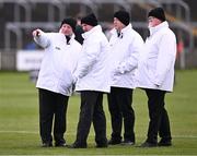 14 April 2024; Umpires, from left, Stephen Aylward, Paul O'Connor, Keith Delahunty and John Lonergan before the Leinster GAA Football Senior Championship quarter-final match between Kildare and Wicklow at Laois Hire O’Moore Park in Portlaoise, Laois. Photo by Piaras Ó Mídheach/Sportsfile