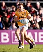 13 April 2024; Joseph Finnegan of Antrim during the Ulster GAA Football Senior Championship quarter-final match between Down and Antrim at Páirc Esler in Newry, Down. Photo by Ben McShane/Sportsfile