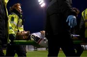 15 April 2024; Robbie Mahon of Dundalk is stretchered from the pitch during the SSE Airtricity Men's Premier Division match between Bohemians and Dundalk at Dalymount Park in Dublin. Photo by Stephen McCarthy/Sportsfile