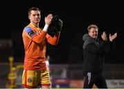 15 April 2024; Bohemians goalkeeper Kacper Chorazka and James Talbot, right, after the SSE Airtricity Men's Premier Division match between Bohemians and Dundalk at Dalymount Park in Dublin. Photo by Stephen McCarthy/Sportsfile