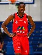 13 April 2024; Daniel Ayoade of Moy Tolka Rovers during the InsureMyVan.ie Division 1 play-off final match between UCD Marian and Moy Tolka Rovers at the National Basketball Arena in Tallaght, Dublin. Photo by Tyler Miller/Sportsfile