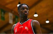 13 April 2024; Daniel Ayoade of Moy Tolka Rovers during the InsureMyVan.ie Division 1 play-off final match between UCD Marian and Moy Tolka Rovers at the National Basketball Arena in Tallaght, Dublin. Photo by Tyler Miller/Sportsfile