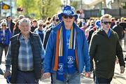 13 April 2024; Leinster supporters arrive before the Investec Champions Cup quarter-final match between Leinster and La Rochelle at the Aviva Stadium in Dublin. Photo by Sam Barnes/Sportsfile