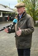 16 April 2024; Trainer Willie Mullins is interviewed during the homecoming of Aintree Grand National winner I Am Maximus at Closutton in Carlow. Photo by Seb Daly/Sportsfile