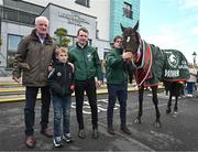 16 April 2024; Trainer Willie Mullins and jockey Paul Townend with Ollie Delmar, alongside I Am Maximus and groom Steven Cahill, during the homecoming of Aintree Grand National winner I Am Maximus at Lord Bagenal Inn in Leighlinbridge, Carlow. Photo by Seb Daly/Sportsfile