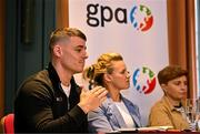 18 April 2024; Speaking at the launch of the GPA Student First Report is GPA Education Manager Brian Howard at the Alex Hotel in Dublin. Photo by Sam Barnes/Sportsfile