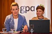 18 April 2024; Speaking at the launch of the GPA Student First Report are co-authors Fiona McHale, left, and Aoife Lane at the Alex Hotel in Dublin. Photo by Sam Barnes/Sportsfile