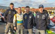 18 April 2024; Eamonn Kelly, left, with from left to right, William Creighton, Conor Mohan and Liam Regan of Ireland during Day One of the FIA World Rally Championship Croatia 2024 in Zagreb, Croatia. Photo by Philip Fitzpatrick/Sportsfile