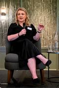 19 April 2024; FIFA High Performance Consultant Lisa Fallon speaking in a panel discussion during the Professional Women in Sport, Exercise, Physical Activity and Health network event at the Farnham Estate in Cavan. Photo by Sam Barnes/Sportsfile