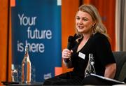 19 April 2024; FIFA High Performance Consultant Lisa Fallon speaking in a panel discussion during the Professional Women in Sport, Exercise, Physical Activity and Health network event at the Farnham Estate in Cavan. Photo by Sam Barnes/Sportsfile