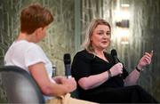 19 April 2024; FIFA High Performance Consultant Lisa Fallon speaking in a panel discussion during the Professional Women in Sport, Exercise, Physical Activity and Health network event at the Farnham Estate in Cavan. Photo by Sam Barnes/Sportsfile