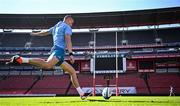 19 April 2024; Sam Prendergast kicks during a Leinster Rugby captain's run at Emirates Airlines Park in Johannesburg, South Africa. Photo by Harry Murphy/Sportsfile