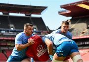 19 April 2024; Cian Healy and Lee Barron during a Leinster Rugby captain's run at Emirates Airlines Park in Johannesburg, South Africa. Photo by Harry Murphy/Sportsfile