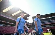19 April 2024; Andrew Osborne and Thomas Clarkson during a Leinster Rugby captain's run at Emirates Airlines Park in Johannesburg, South Africa. Photo by Harry Murphy/Sportsfile