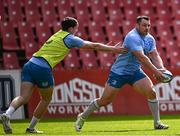 19 April 2024; Cian Healy and Charlie Tector during a Leinster Rugby captain's run at Emirates Airlines Park in Johannesburg, South Africa. Photo by Harry Murphy/Sportsfile