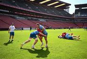 19 April 2024; Diarmuid Mangan and John McKee during a Leinster Rugby captain's run at Emirates Airlines Park in Johannesburg, South Africa. Photo by Harry Murphy/Sportsfile