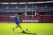 19 April 2024; Backs coach Andrew Goodman kicks during a Leinster Rugby captain's run at Emirates Airlines Park in Johannesburg, South Africa. Photo by Harry Murphy/Sportsfile