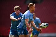 19 April 2024; Ciarán Frawley and Conor O'Tighearnaigh during a Leinster Rugby captain's run at Emirates Airlines Park in Johannesburg, South Africa. Photo by Harry Murphy/Sportsfile