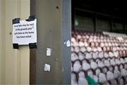 19 April 2024; A general view signage on the away supporters stand before the SSE Airtricity Men's Premier Division match between Galway United and Shelbourne at Eamonn Deacy Park in Galway. Photo by Sam Barnes/Sportsfile