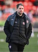 19 April 2024; Derry City manager Ruaidhrí Higgins before the SSE Airtricity Men's Premier Division match between Derry City and Shamrock Rovers at the Ryan McBride Brandywell Stadium in Derry. Photo by Stephen McCarthy/Sportsfile