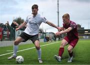19 April 2024; Jamie Watson of Finn Harps in action against Cian Browne of Cobh Ramblers during the SSE Airtricity Men's First Division match between Cobh Ramblers and Finn Harps at St Coleman's Park in Cobh, Cork. Photo by Michael P Ryan/Sportsfile