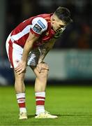 19 April 2024; Joe Redmond of St Patrick's Athletic after the drawn SSE Airtricity Men's Premier Division match between St Patrick's Athletic and Waterford at Richmond Park in Dublin. Photo by Piaras Ó Mídheach/Sportsfile