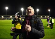 19 April 2024; Galway United manager John Caufield celebrates after his side's victory in the SSE Airtricity Men's Premier Division match between Galway United and Shelbourne at Eamonn Deacy Park in Galway. Photo by Sam Barnes/Sportsfile